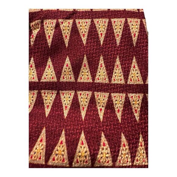 Barbara Blank Men's Necktie Tie Silk Hand Made USA Beige Burgundy 66 1/2" 90s - Picture 3 of 8